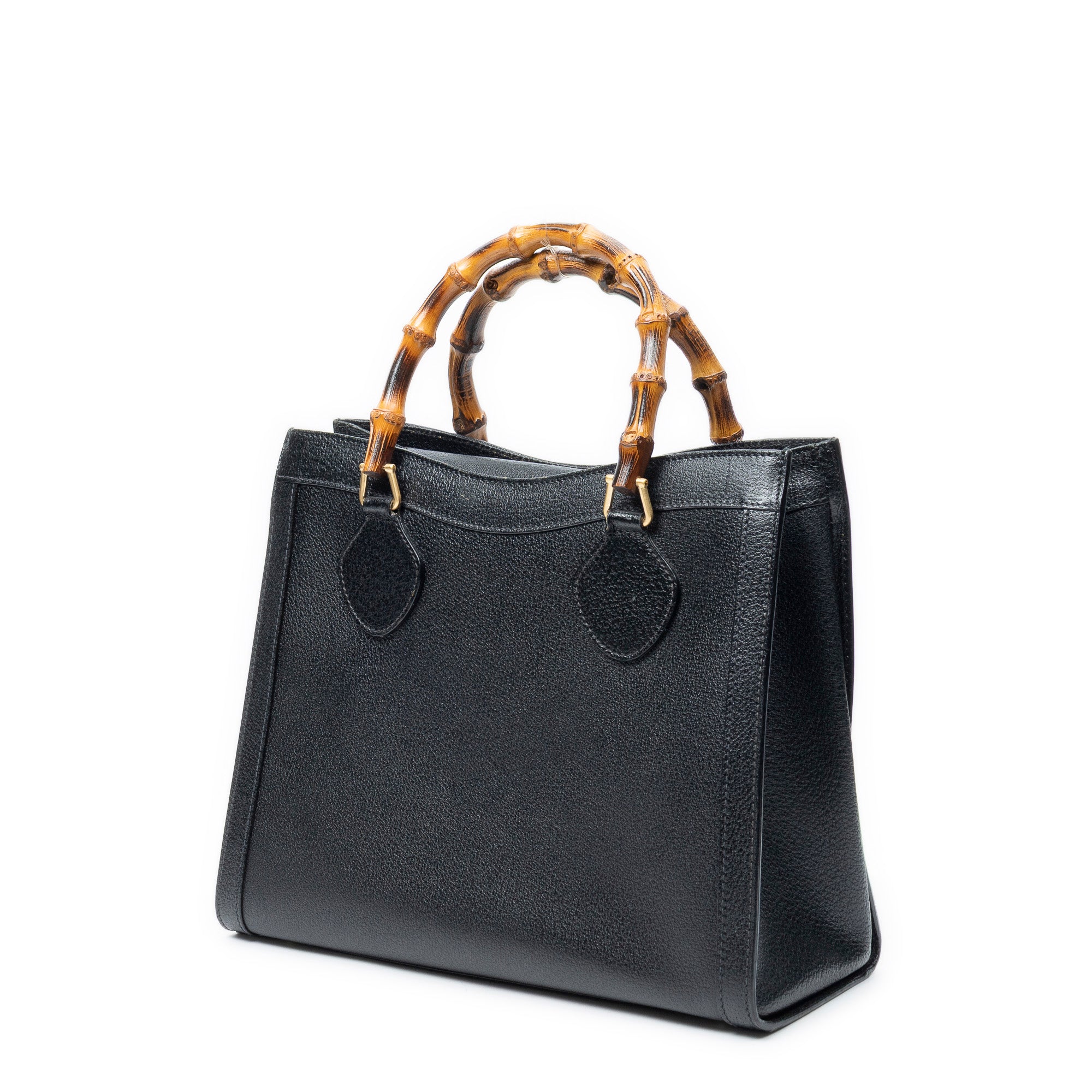 Handbag Vintage Medium Bamboo Diana Tote Black Grained Calfskin Leather