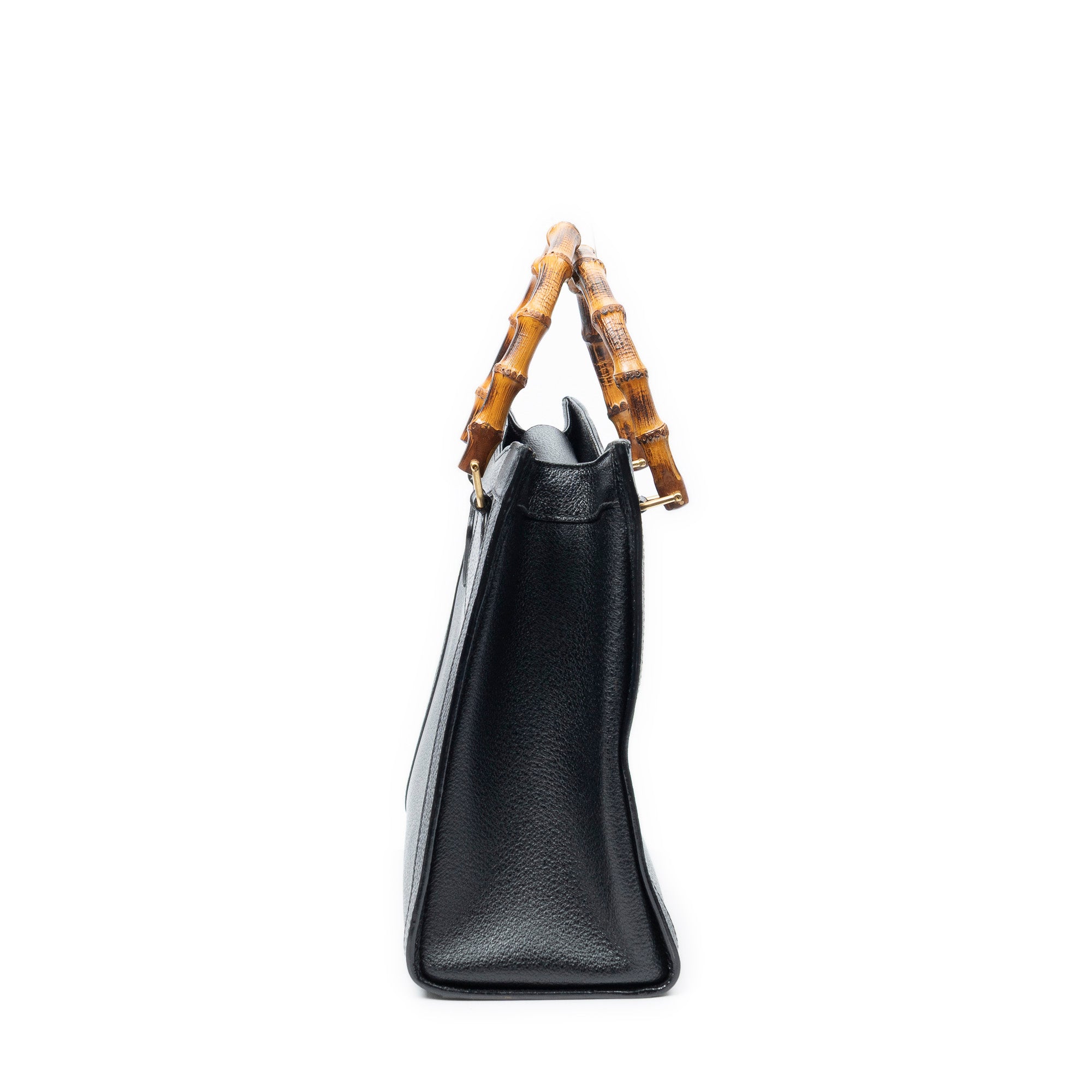 Handbag Vintage Medium Bamboo Diana Tote Black Grained Calfskin Leather