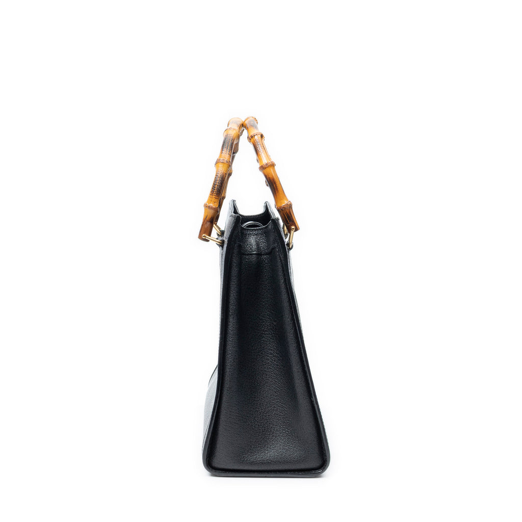 Handbag Vintage Medium Bamboo Diana Tote Black Grained Calfskin Leather