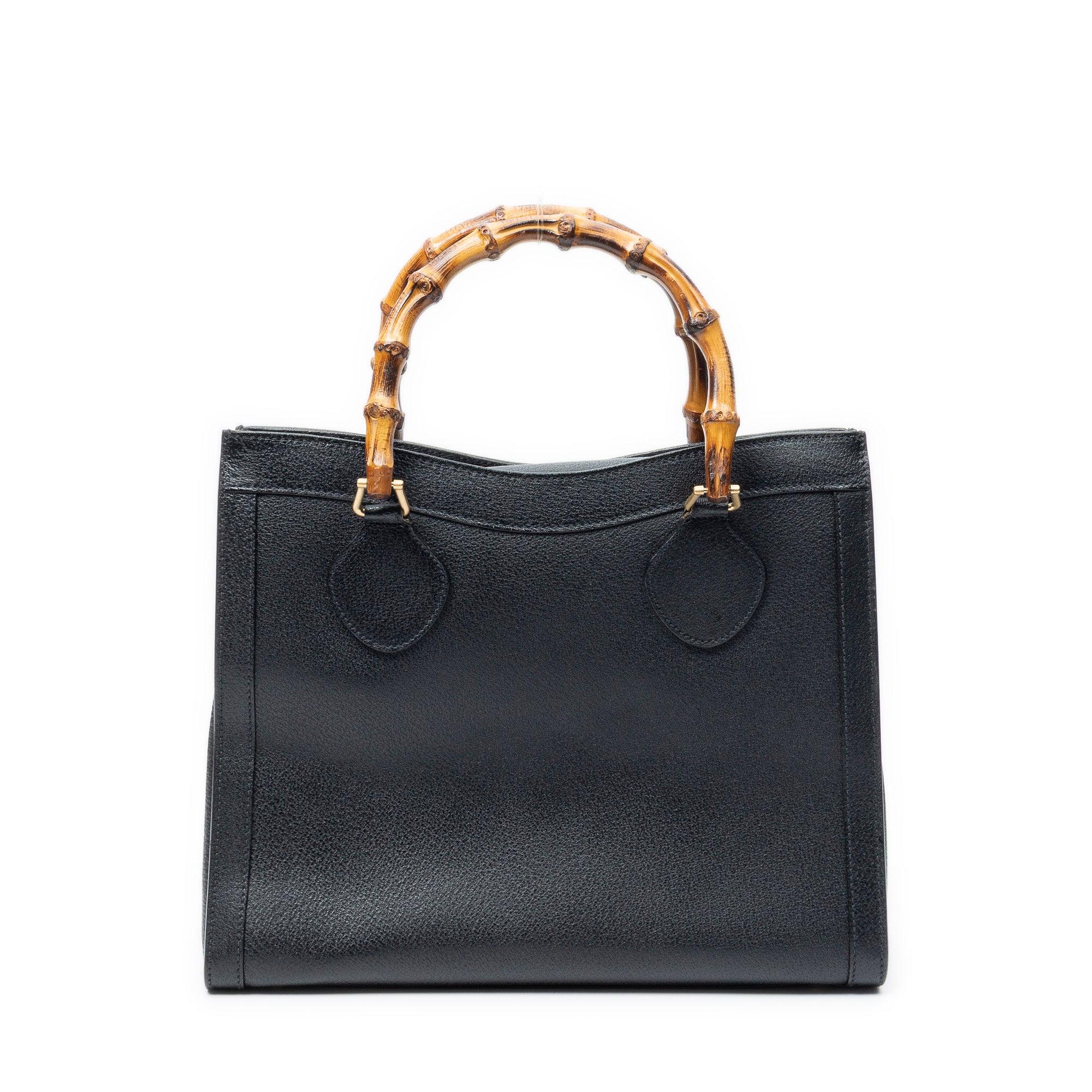 Handbag Vintage Medium Bamboo Diana Tote Black Grained Calfskin Leather