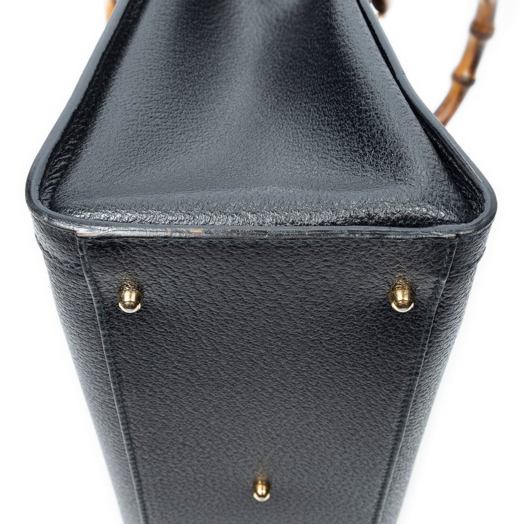 Handbag Vintage Medium Bamboo Diana Tote Black Grained Calfskin Leather