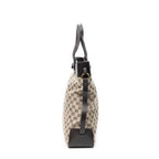 Shoulder Bag Vertical Buckle Tote Beige Monogrammed Canvas