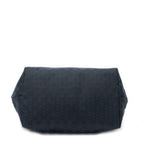 Shoulder Bag Side Drawstring Shopping Tote Black Monogrammed Canvas