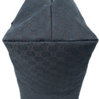 Shoulder Bag Side Drawstring Shopping Tote Black Monogrammed Canvas
