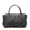Shoulder Bag Large D-Ring Abbey Zip Tote Dark Brown Monogrammed Denim Canvas