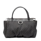 Shoulder Bag Large D-Ring Abbey Zip Tote Dark Brown Monogrammed Denim Canvas