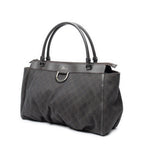 Shoulder Bag Large D-Ring Abbey Zip Tote Dark Brown Monogrammed Denim Canvas