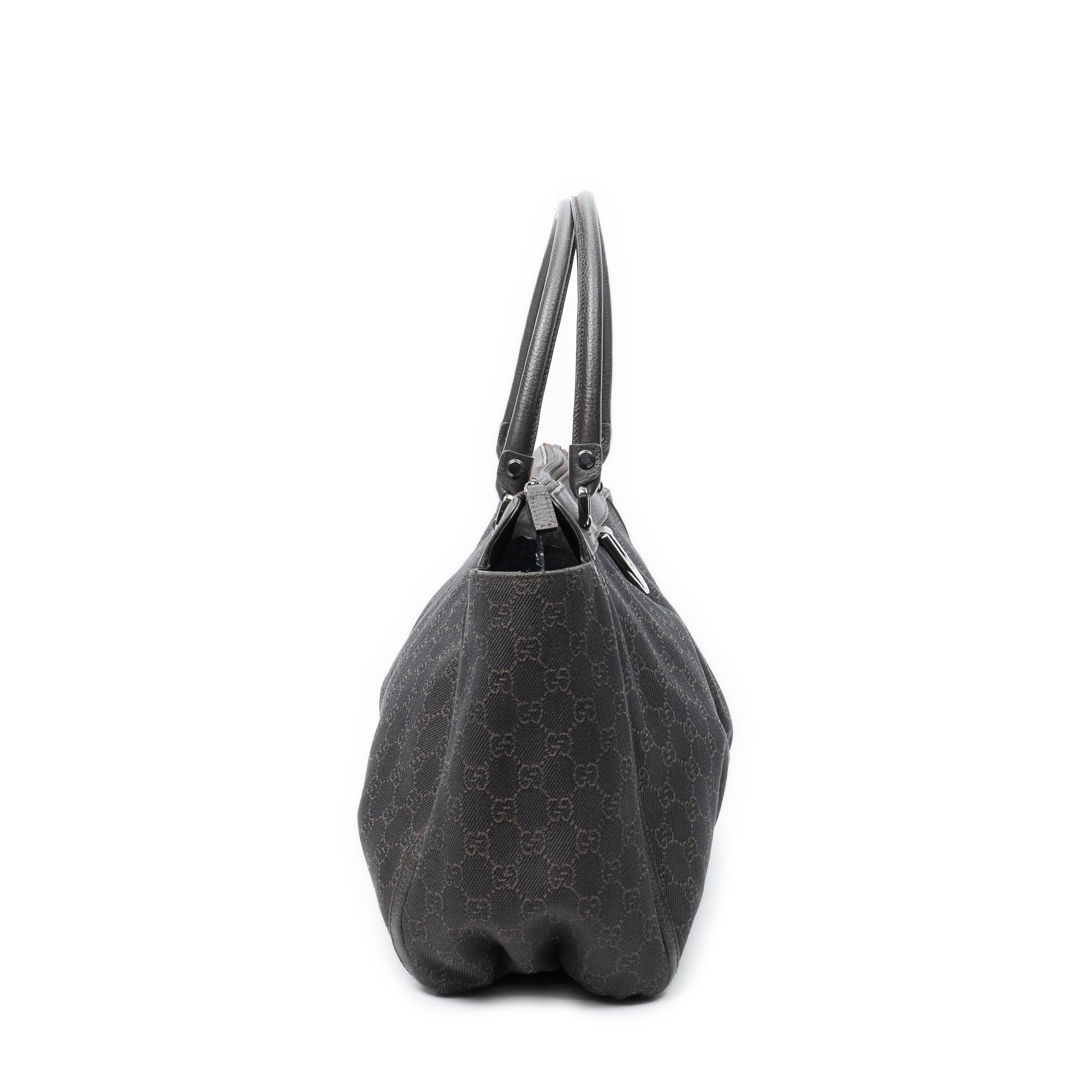 Shoulder Bag Large D-Ring Abbey Zip Tote Dark Brown Monogrammed Denim Canvas