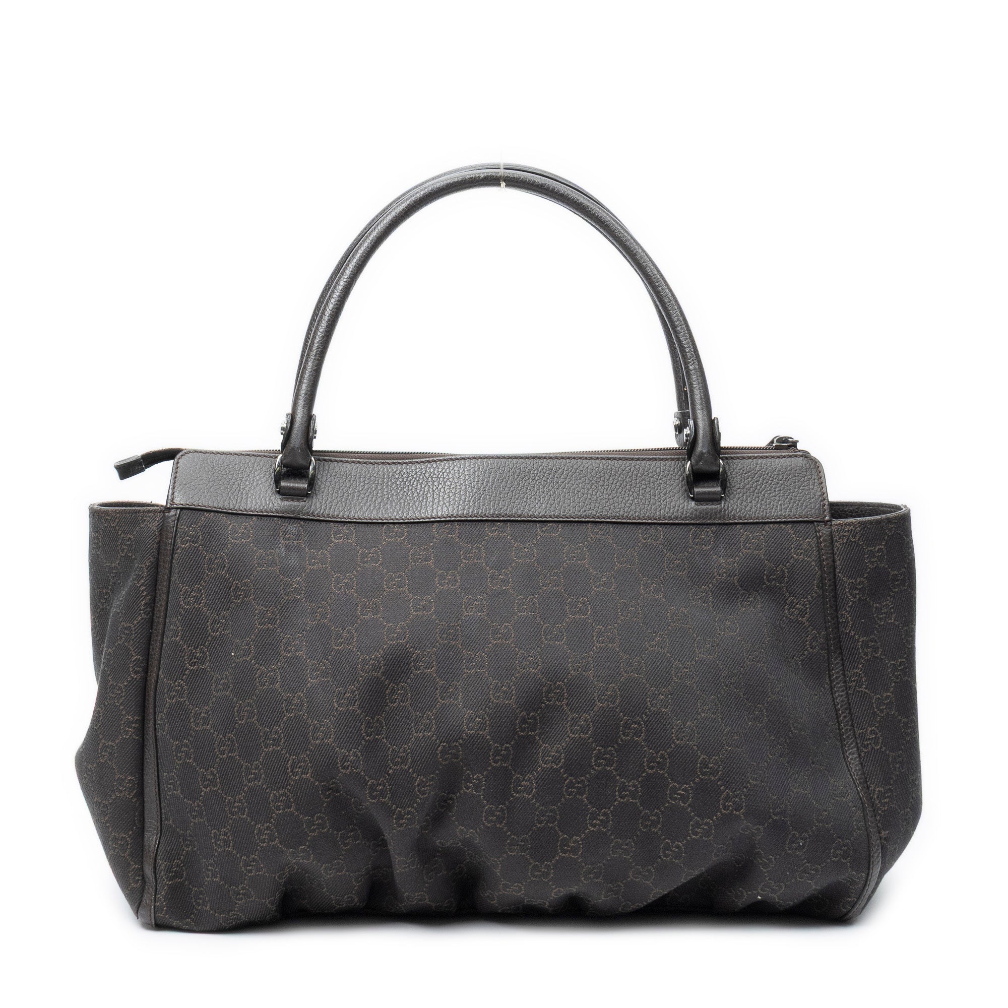 Shoulder Bag Large D-Ring Abbey Zip Tote Dark Brown Monogrammed Denim Canvas