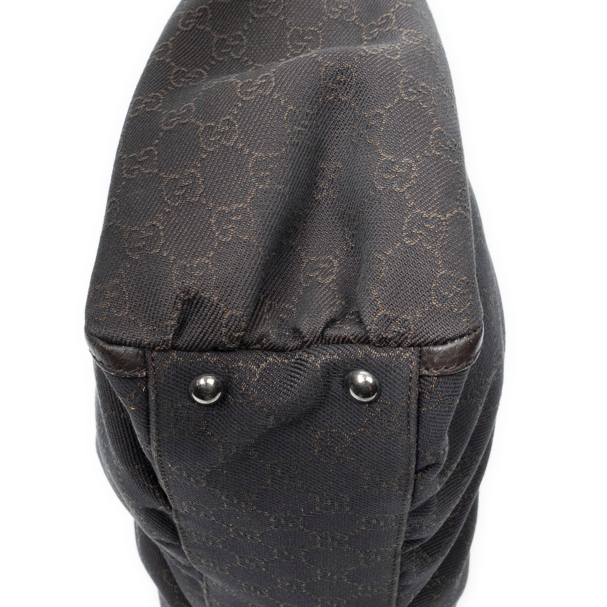 Shoulder Bag Large D-Ring Abbey Zip Tote Dark Brown Monogrammed Denim Canvas