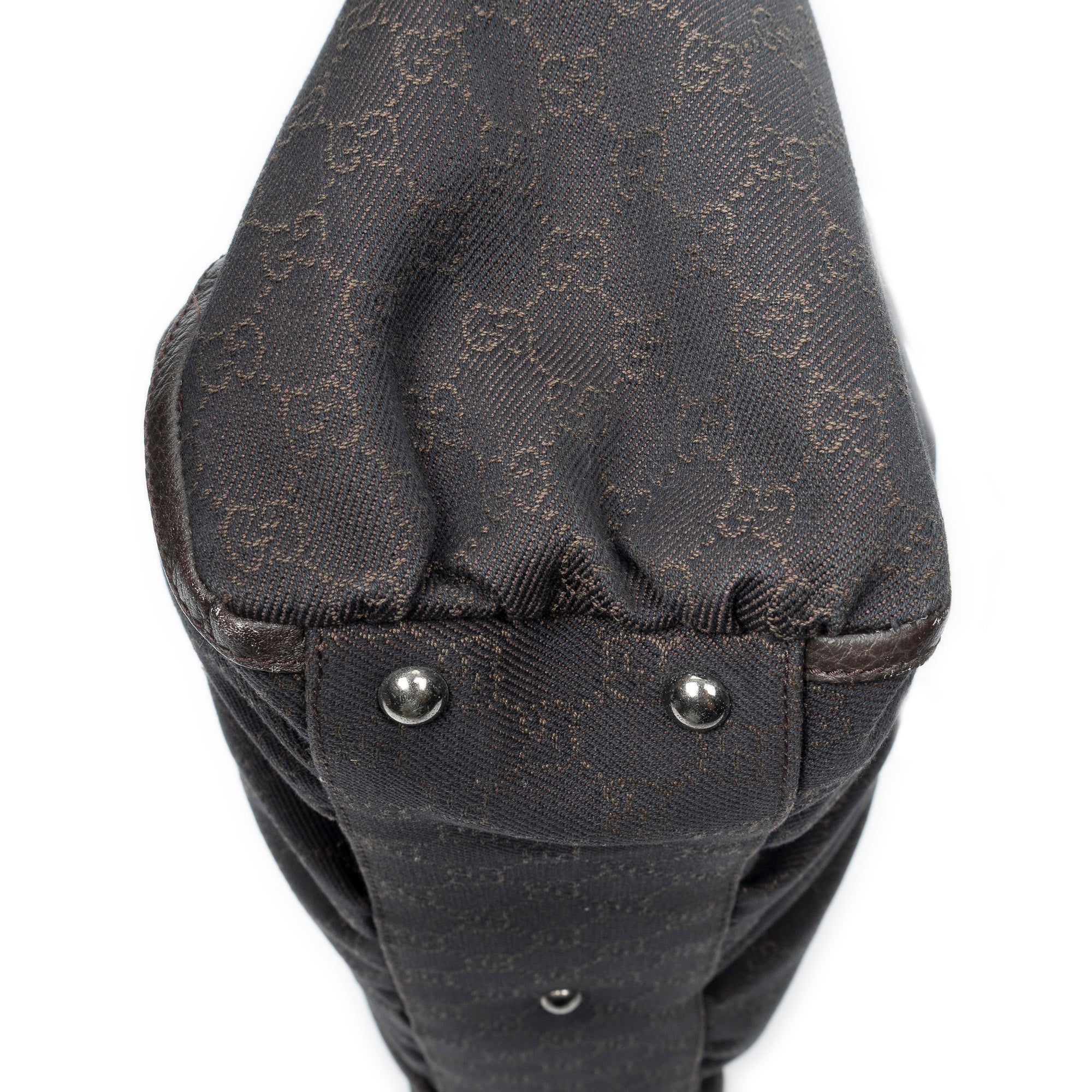 Shoulder Bag Large D-Ring Abbey Zip Tote Dark Brown Monogrammed Denim Canvas