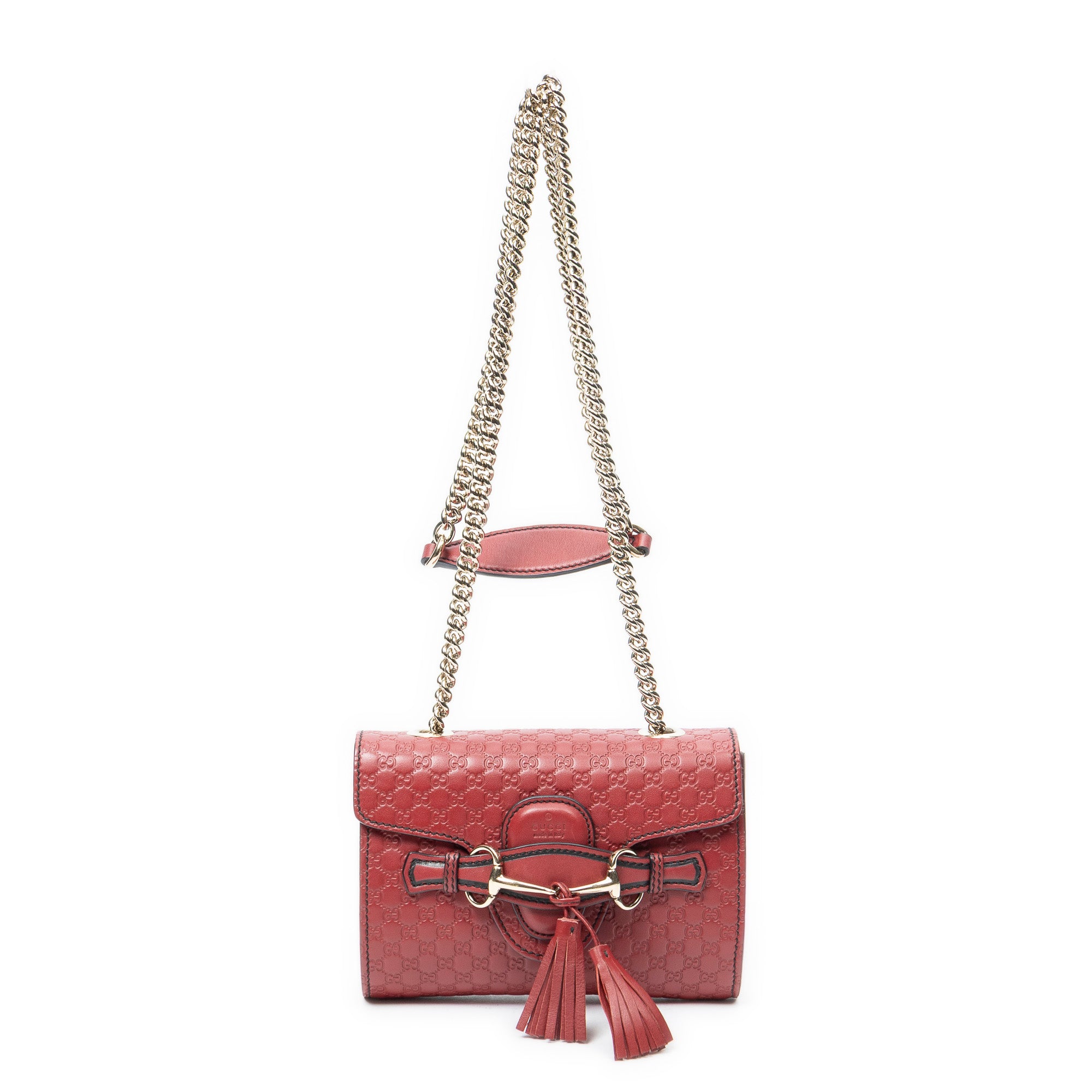 Shoulder Bag Small Emily Chain Bag Red Microguccissima Leather