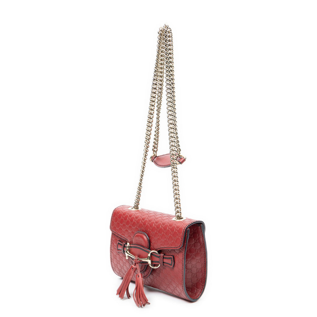 Shoulder Bag Small Emily Chain Bag Red Microguccissima Leather
