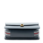Shoulder Bag Vintage Turn Lock Flap Top Handle Navy Smooth Leather