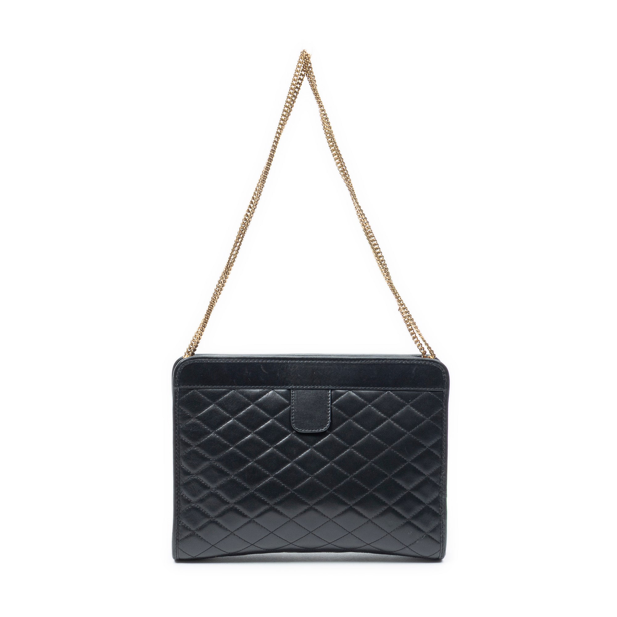 Shoulder Bag Victoire Chain Clutch Black Quilted Calfskin Leather