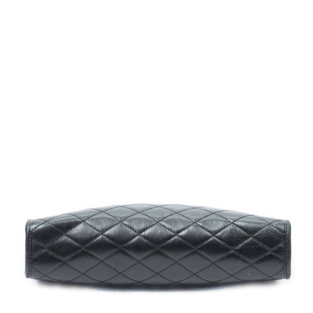 Shoulder Bag Victoire Chain Clutch Black Quilted Calfskin Leather