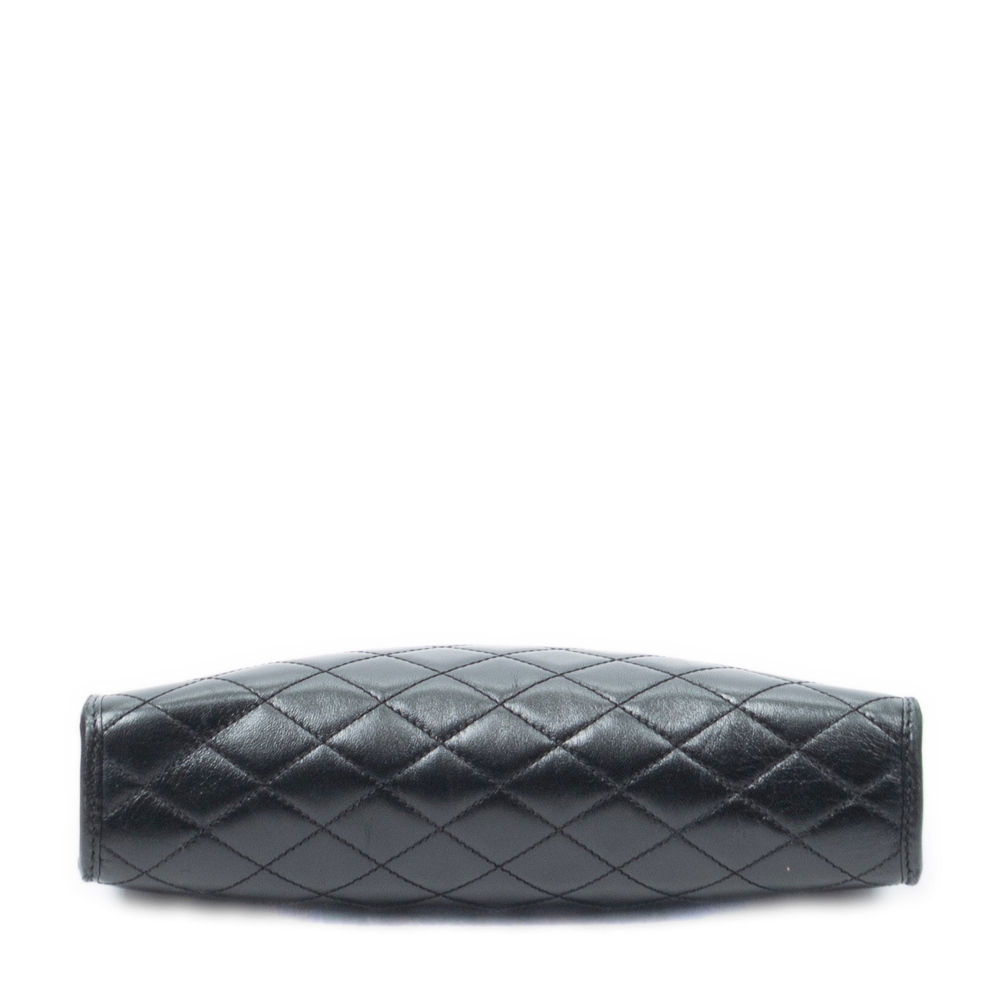Shoulder Bag Victoire Chain Clutch Black Quilted Calfskin Leather