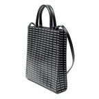 Shoulder Bag Small Vertical Cabas Black Logo Print Leather