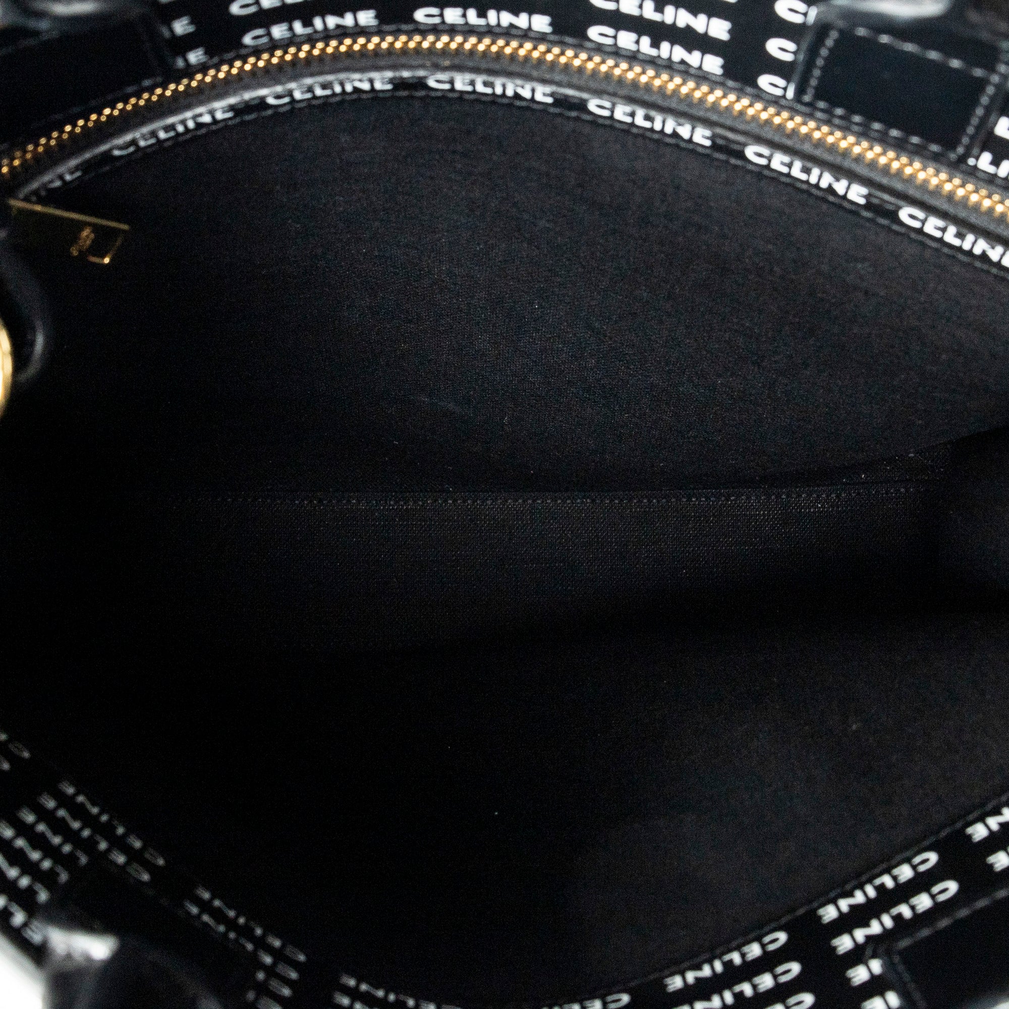 Shoulder Bag Small Vertical Cabas Black Logo Print Leather
