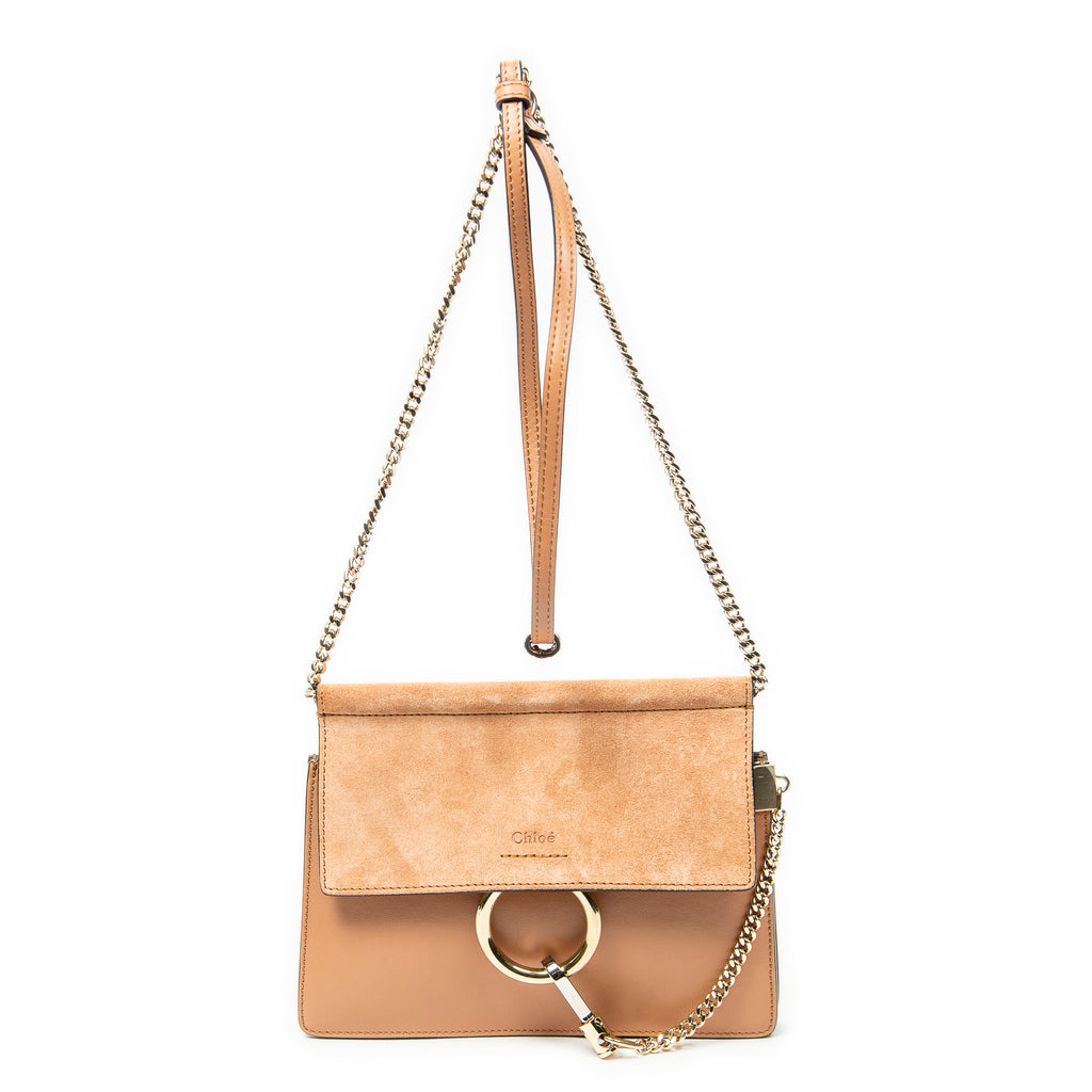 Shoulder Bag Mini Faye Chain Bag Peach Calfskin Leather