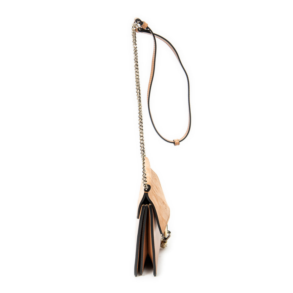 Shoulder Bag Mini Faye Chain Bag Peach Calfskin Leather