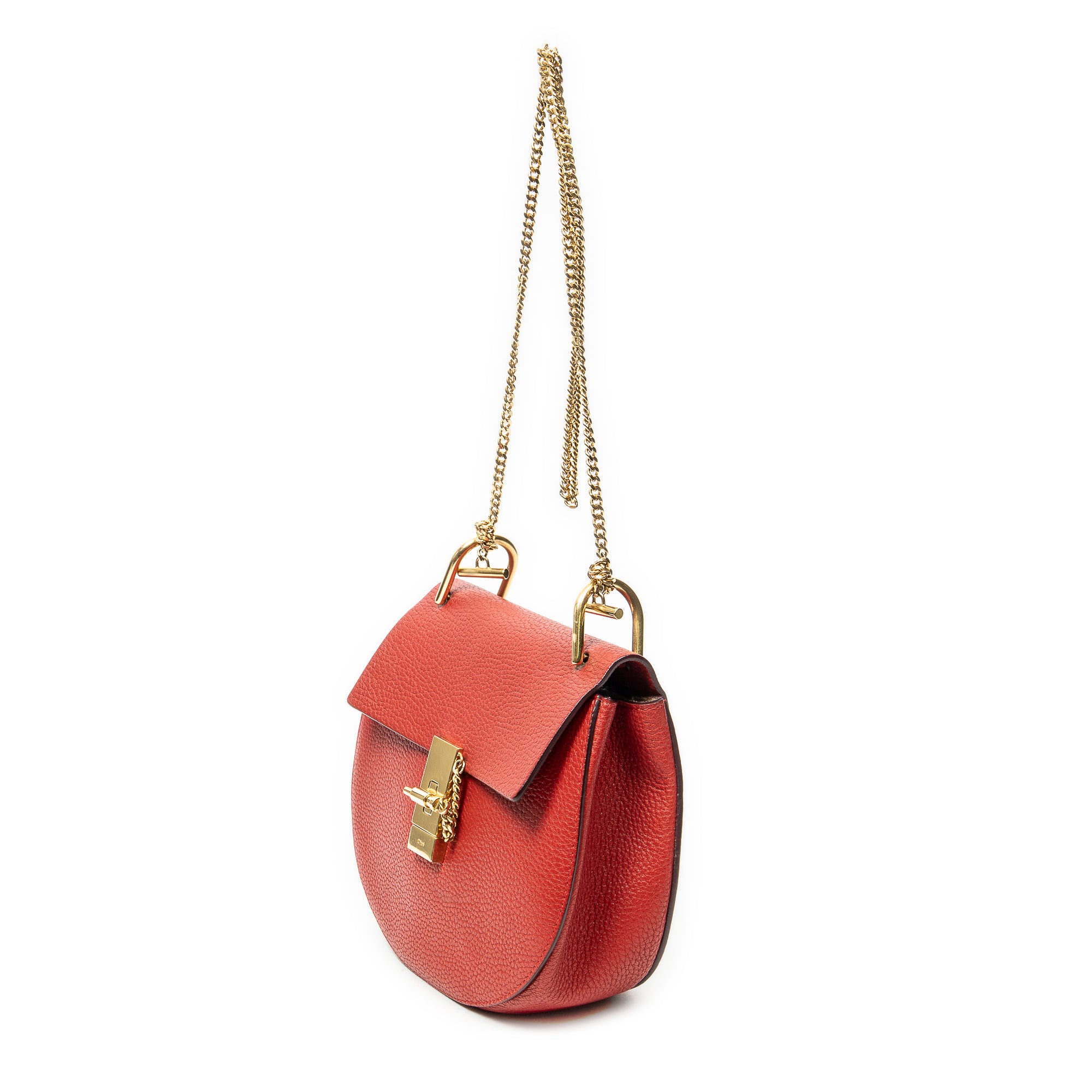 Shoulder Bag Small Drew Red Grained Calfskin Leather