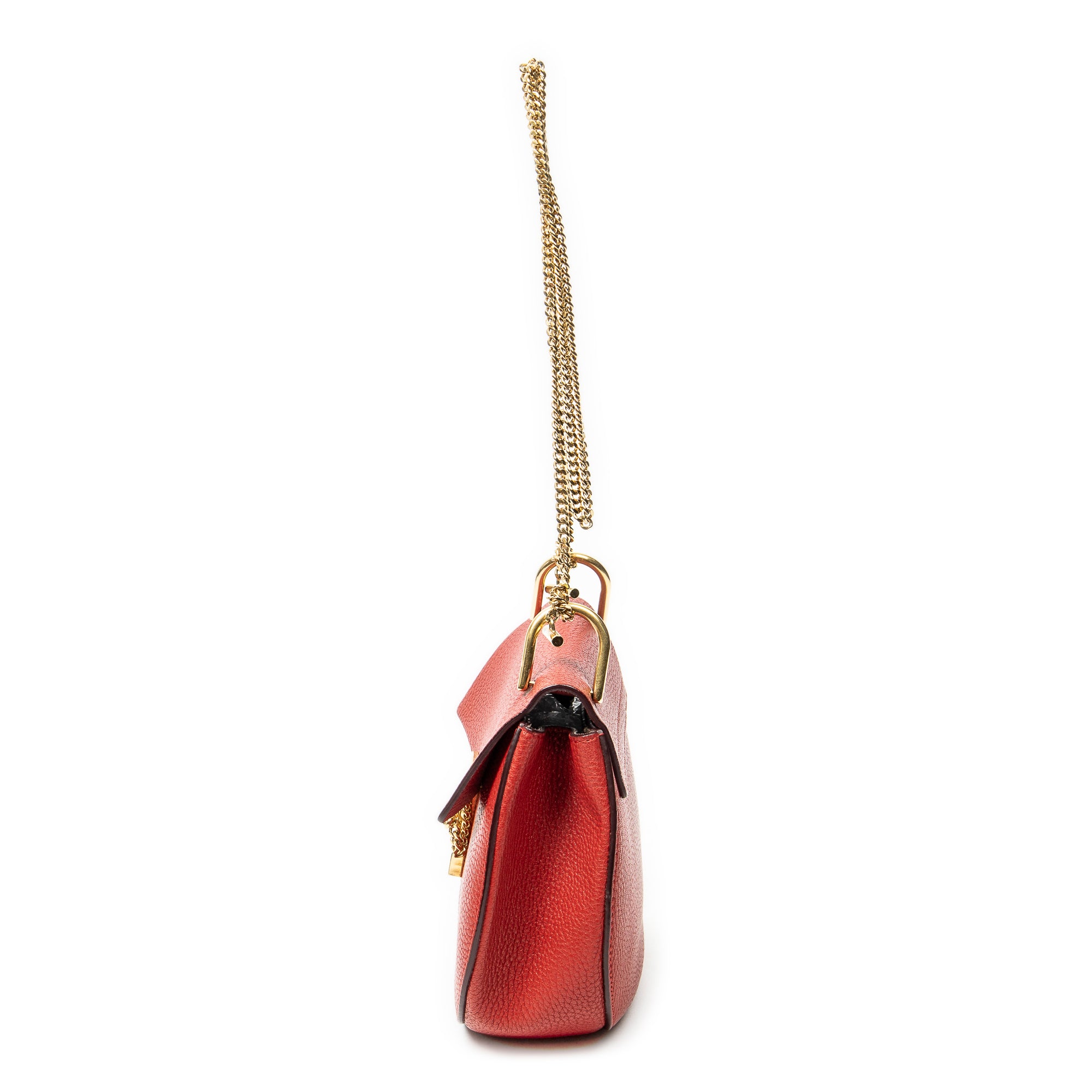 Shoulder Bag Small Drew Red Grained Calfskin Leather