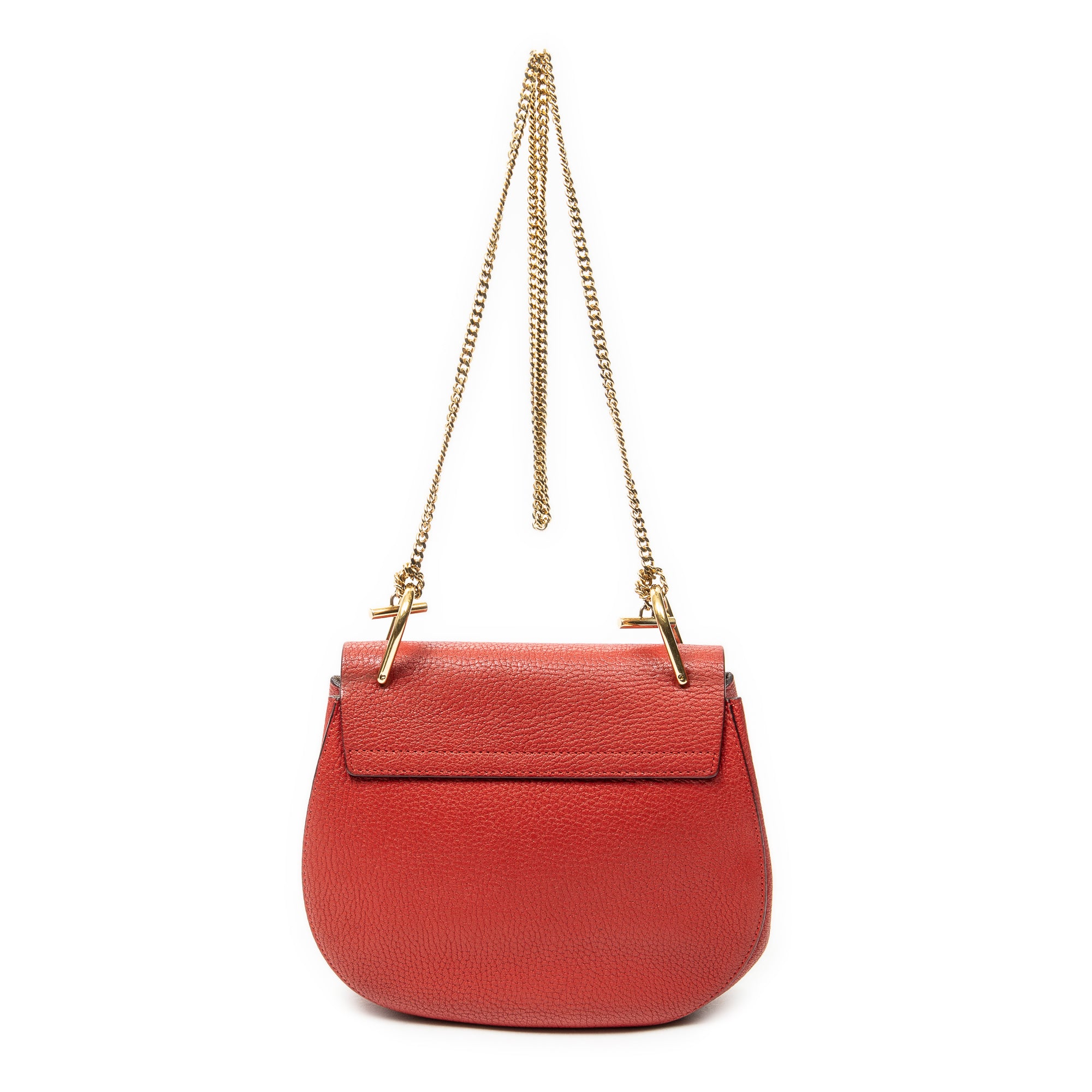 Shoulder Bag Small Drew Red Grained Calfskin Leather