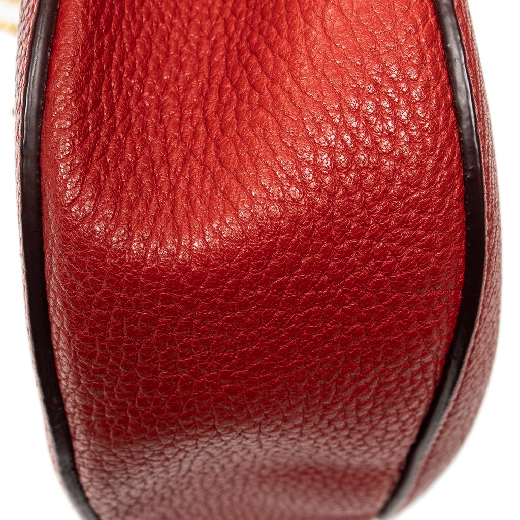 Shoulder Bag Small Drew Red Grained Calfskin Leather