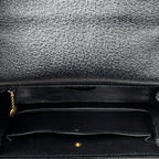 Shoulder Bag Medium Bamboo Top Handle Flap Black Grained Calfskin Leather