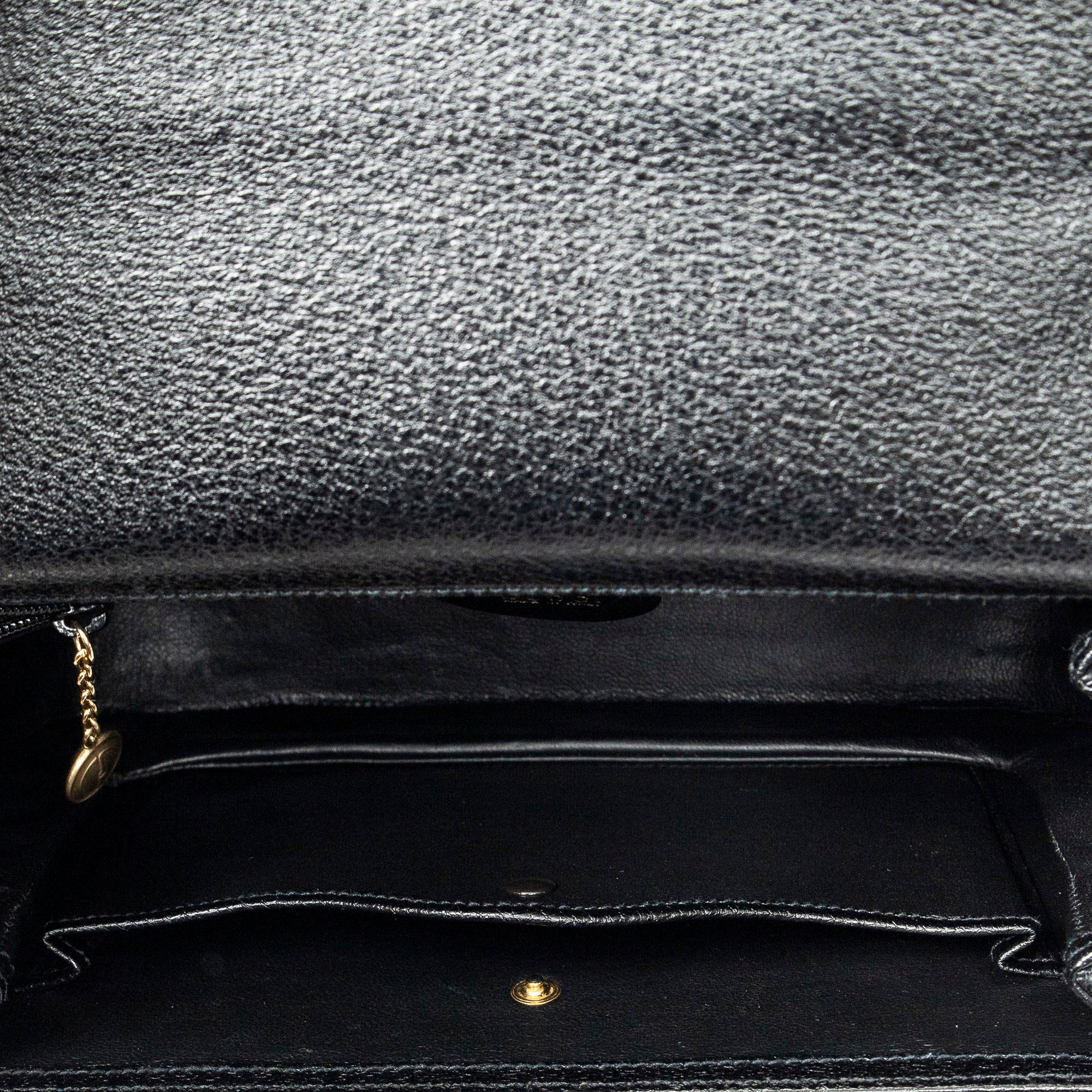 Shoulder Bag Medium Bamboo Top Handle Flap Black Grained Calfskin Leather