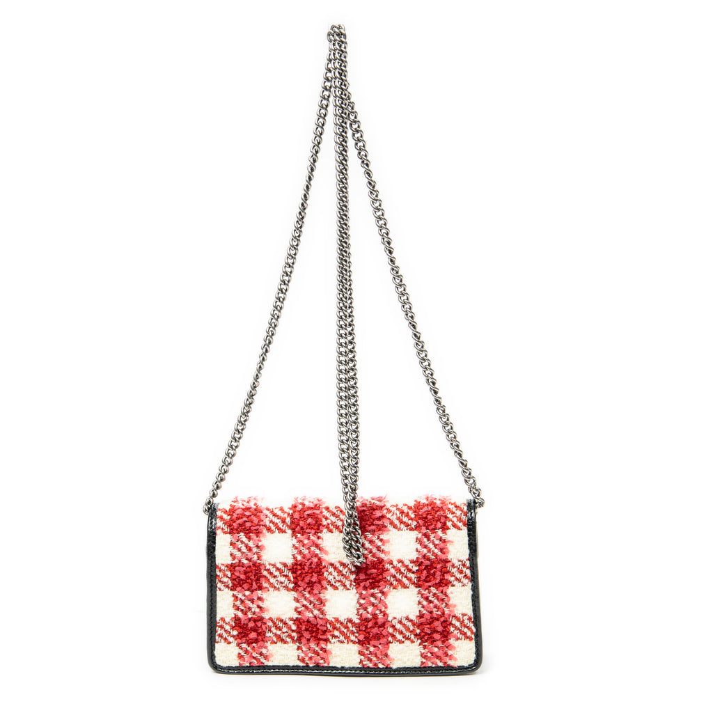 Shoulder Bag Super Mini Dionysus Chain Crossbody Red Tweed Canvas
