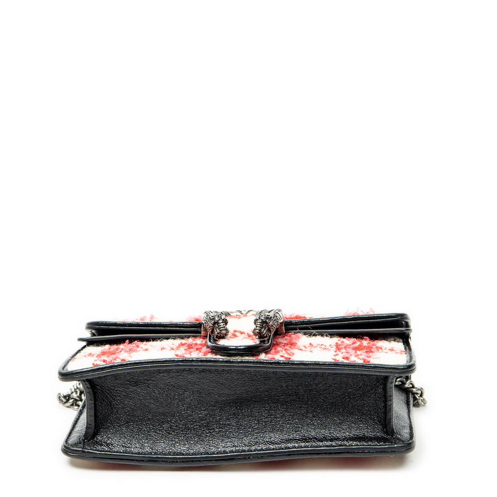 Shoulder Bag Super Mini Dionysus Chain Crossbody Red Tweed Canvas