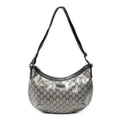 Shoulder Bag Halfmoon Messenger Silver Crystal Coated Canvas