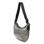 Shoulder Bag Halfmoon Messenger Silver Crystal Coated Canvas
