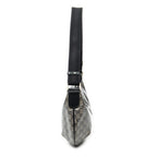 Shoulder Bag Halfmoon Messenger Silver Crystal Coated Canvas