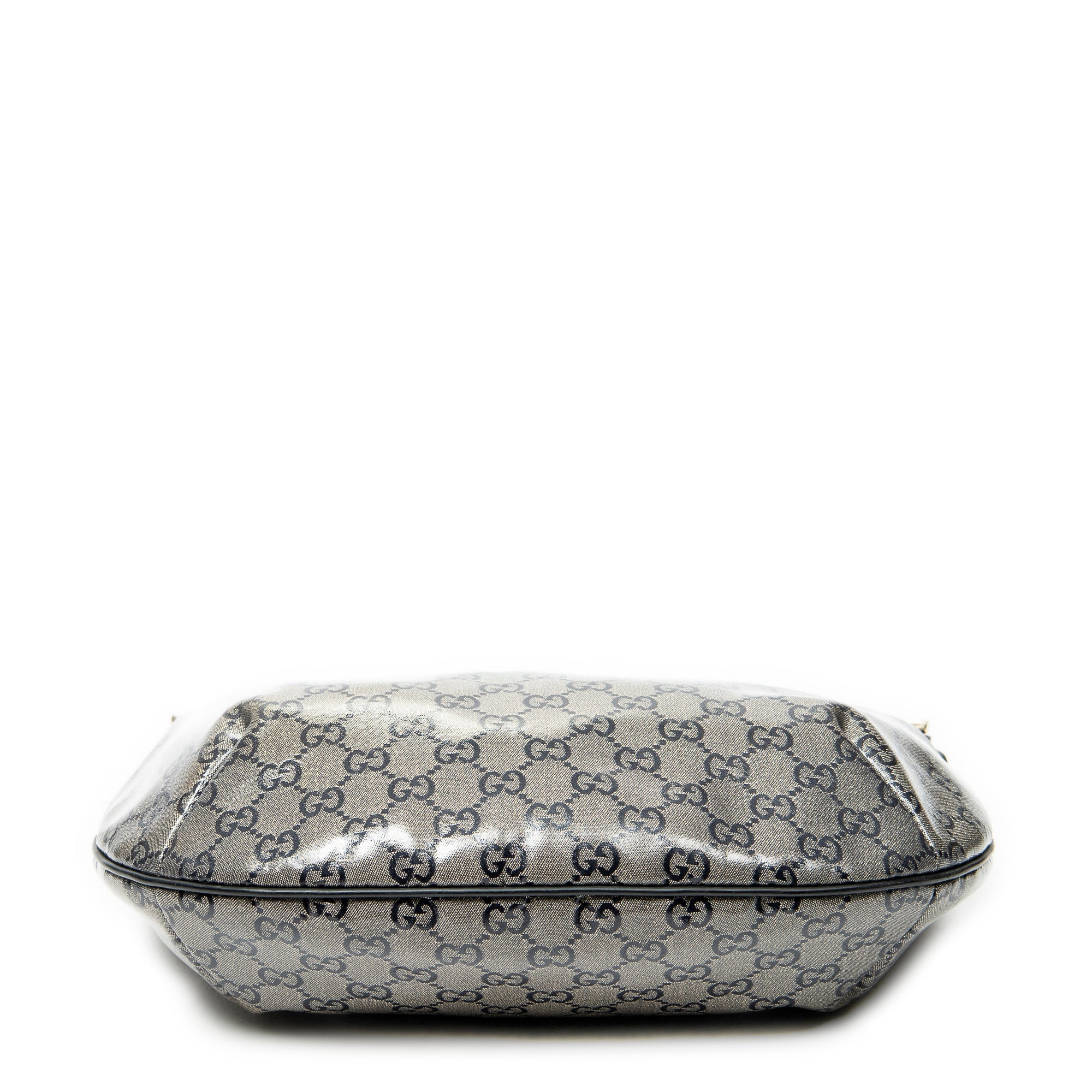 Shoulder Bag Halfmoon Messenger Silver Crystal Coated Canvas