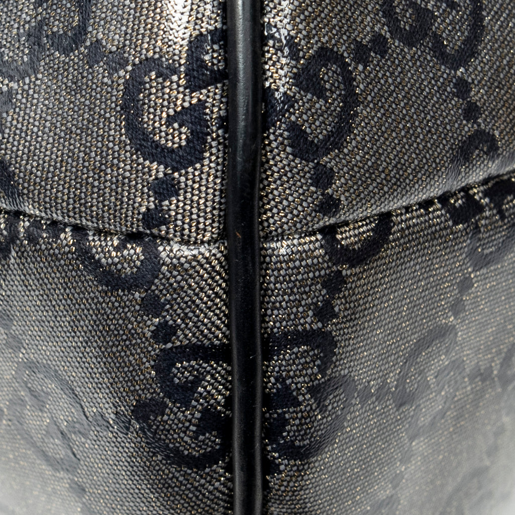 Shoulder Bag Halfmoon Messenger Silver Crystal Coated Canvas