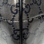 Shoulder Bag Halfmoon Messenger Silver Crystal Coated Canvas
