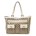 Shoulder Bag Abbey Pocket Tote Ivory Monogrammed Canvas