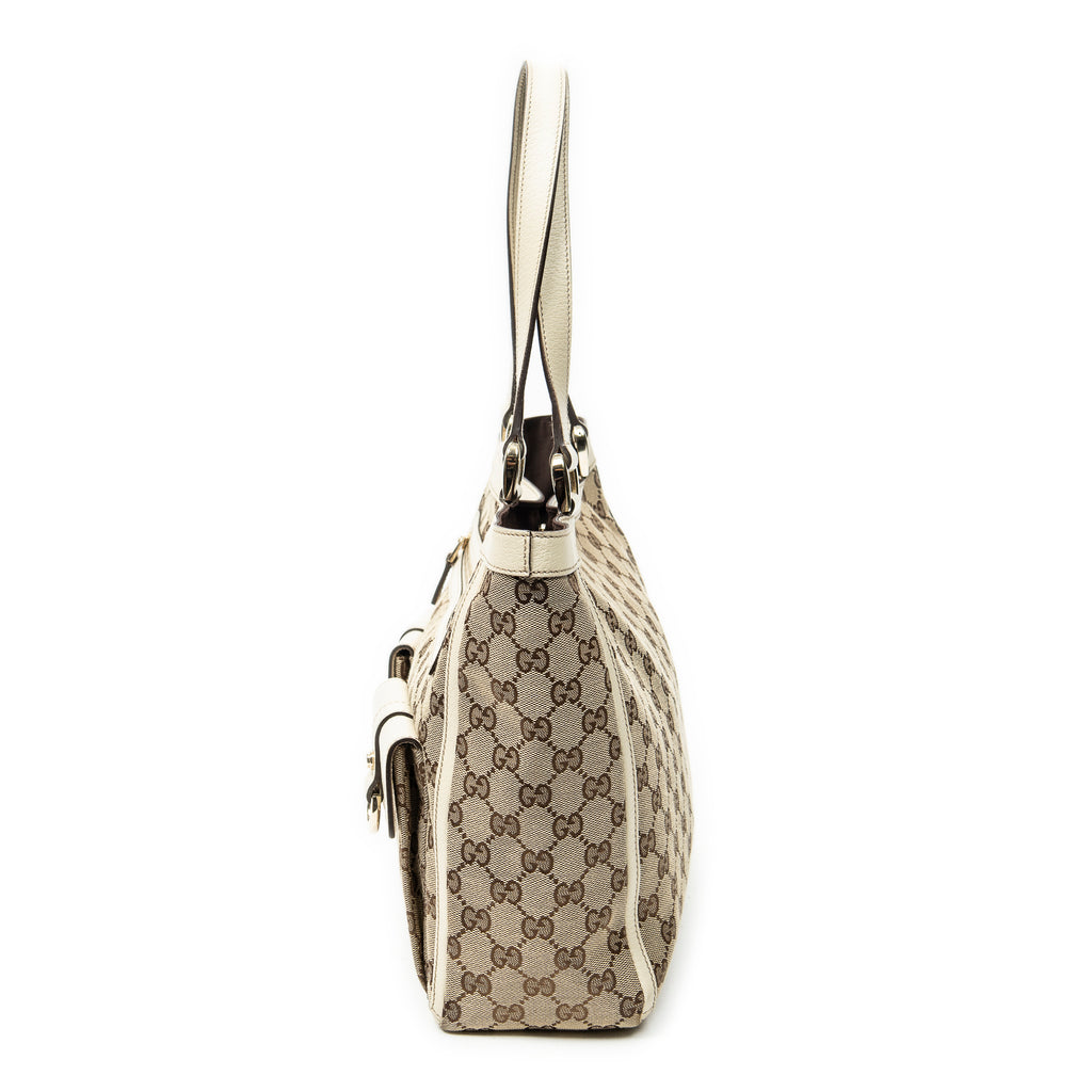 Shoulder Bag Abbey Pocket Tote Ivory Monogrammed Canvas