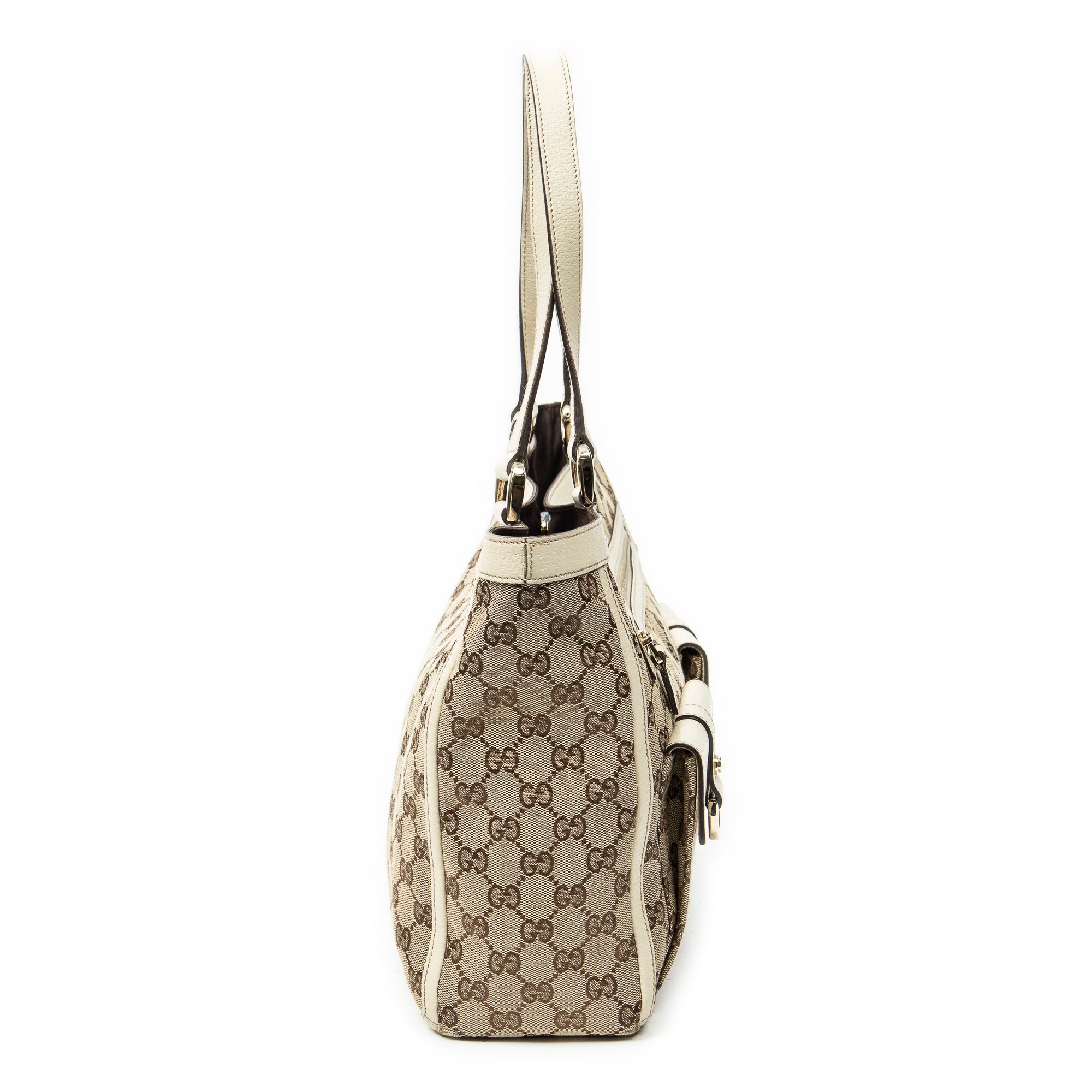 Shoulder Bag Abbey Pocket Tote Ivory Monogrammed Canvas