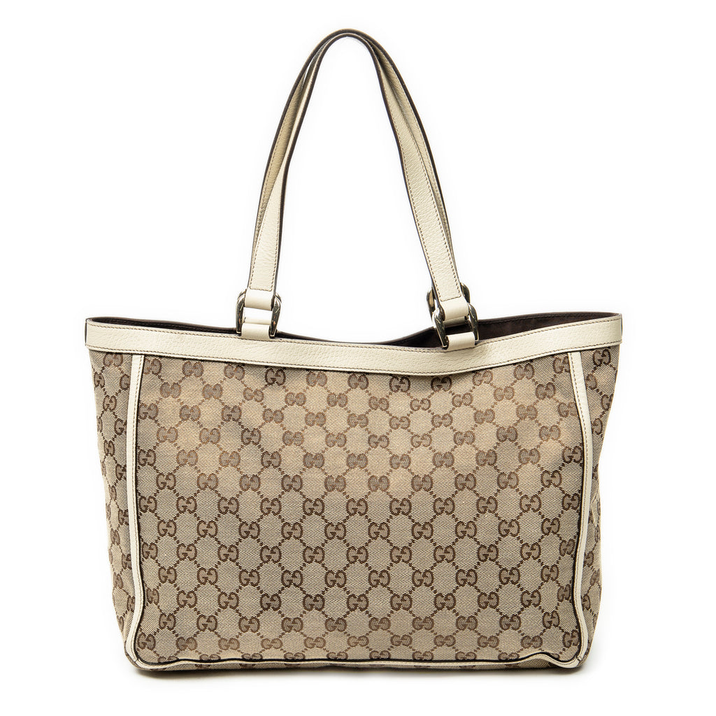 Shoulder Bag Abbey Pocket Tote Ivory Monogrammed Canvas