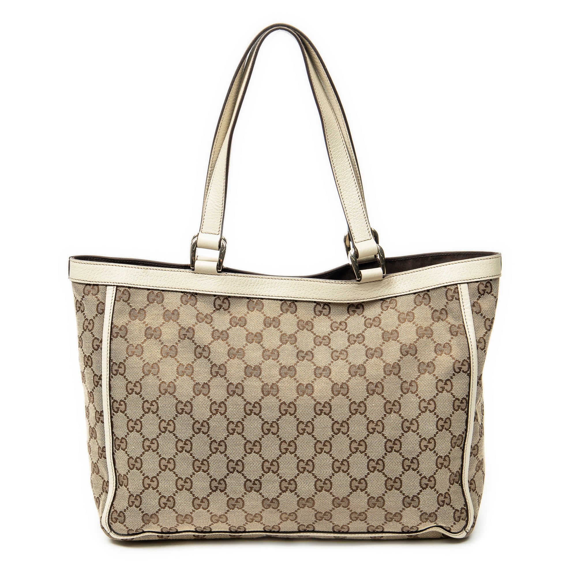 Shoulder Bag Abbey Pocket Tote Ivory Monogrammed Canvas