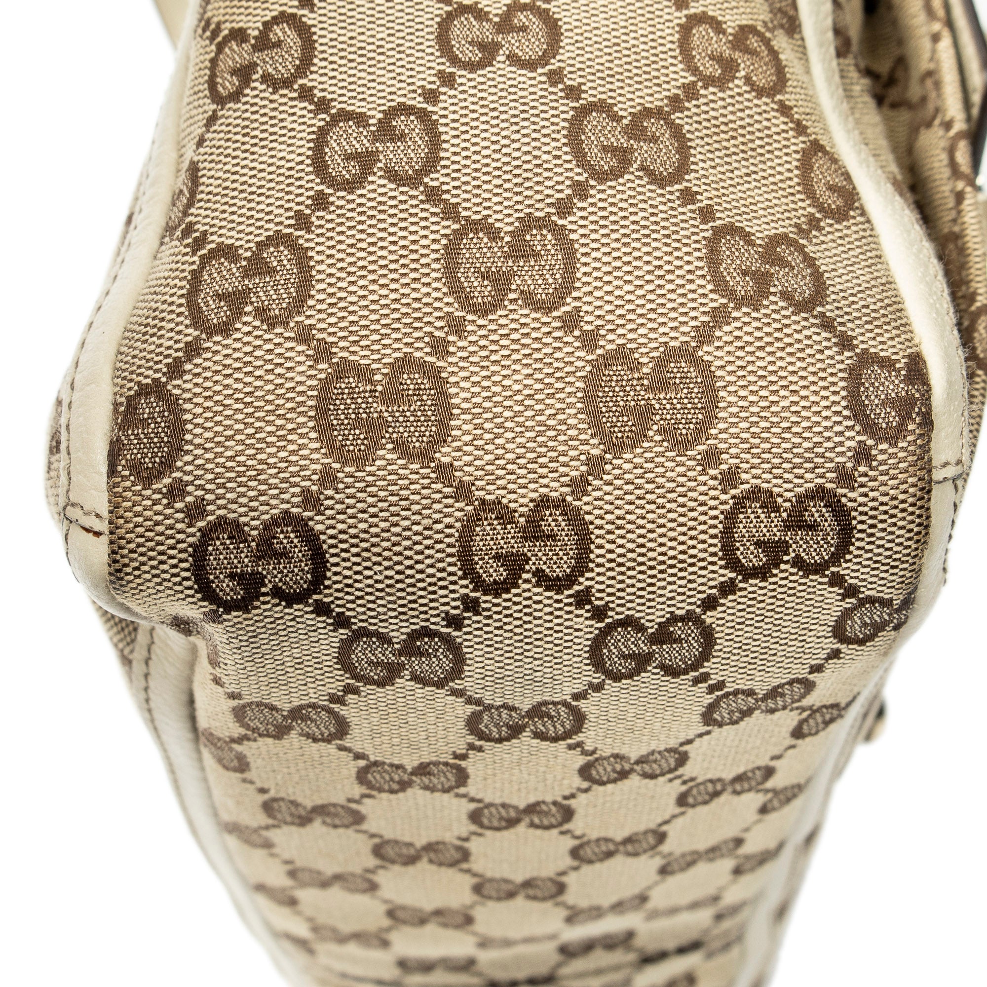 Shoulder Bag Abbey Pocket Tote Ivory Monogrammed Canvas
