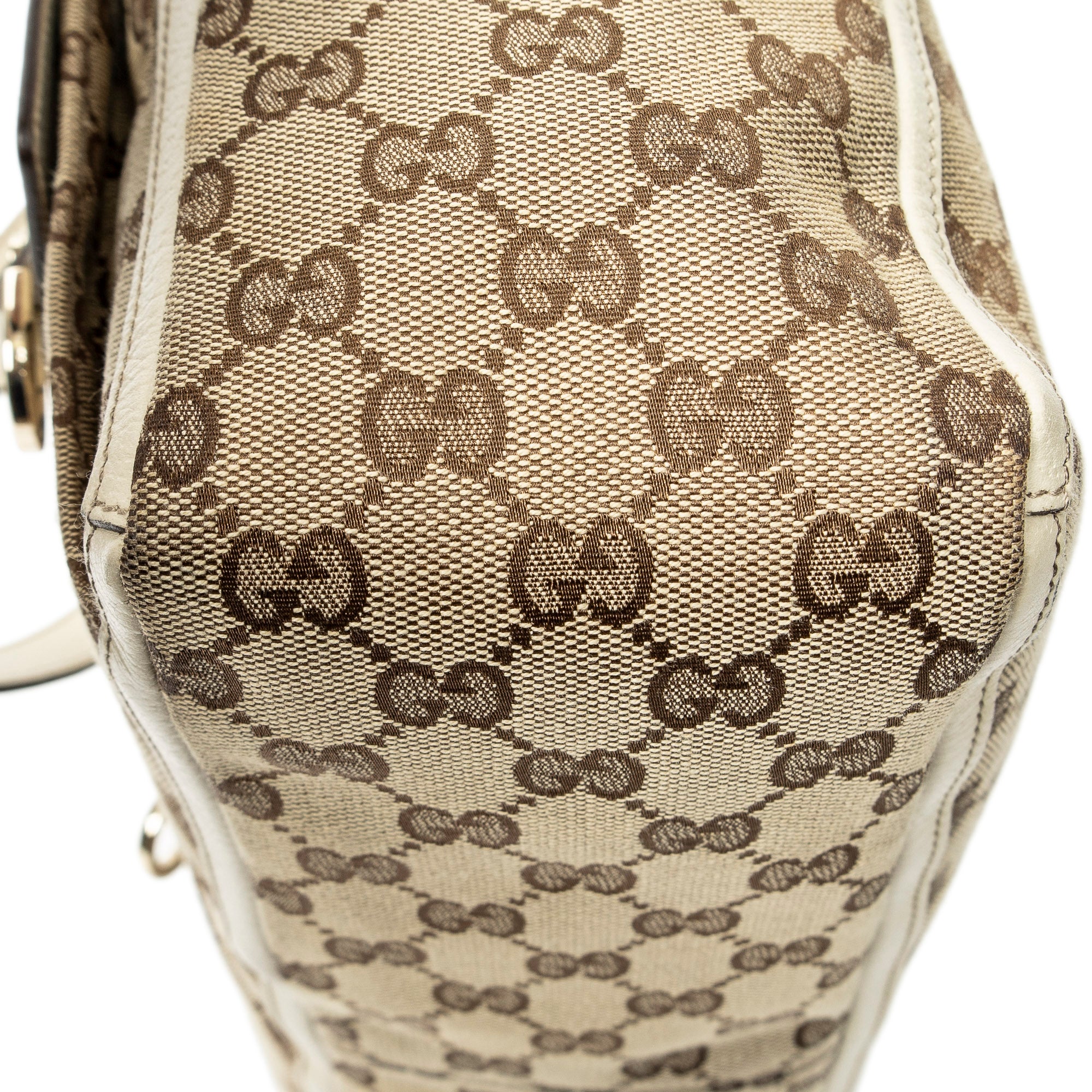Shoulder Bag Abbey Pocket Tote Ivory Monogrammed Canvas