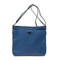 Shoulder Bag Square Slip Pocket Messenger Blue Vitello Phenix Leather