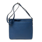 Shoulder Bag Square Slip Pocket Messenger Blue Vitello Phenix Leather