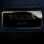 Shoulder Bag Square Slip Pocket Messenger Blue Vitello Phenix Leather