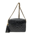 Shoulder Bag CC Tassel Camera Bag Black Quilted Lambskin Leather